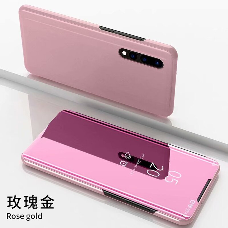 Smart spegelfodral för huawei nova 5t fodral stå flip visa bok telefon omslag för hauwei hawei nova 5t nova 5 t t5 nova 5 tcoque: Rosa