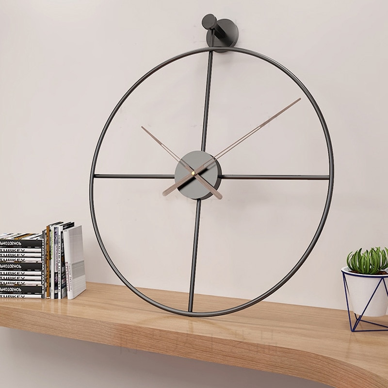 Reloj de pared de estilo nórdico de Metal grande, 40cm, para el hogar, dormitorio, arte del hierro, decoración del hogar