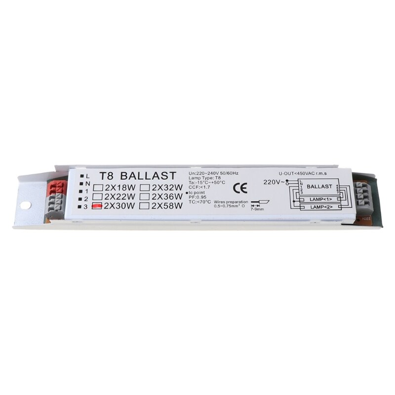 T8 220-240V Ac 2X58W Breed Voltage Elektronische Ballast Tl Lamp Voorschakelapparaten