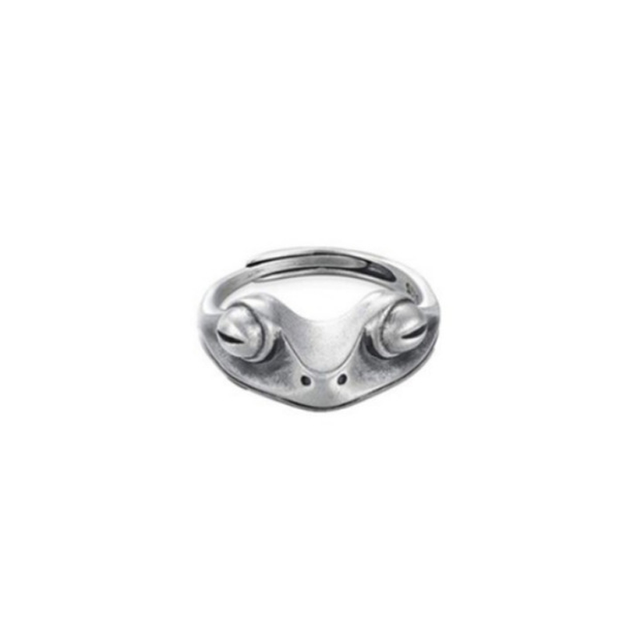 retro Pfau Frosch Ring Männer Frauen Legierung Ringe Ebene FlüGel Hüfte hüpfen Felsen Schmuck Resizable: Schwarz