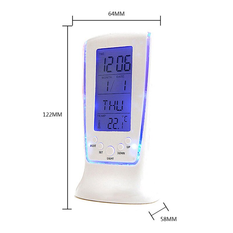 LED Digital Alarm Clock With Blue Backlight Reloj Despertador Electronic Watch LCD Display Calendar Thermometer Desk Clock: Default Title