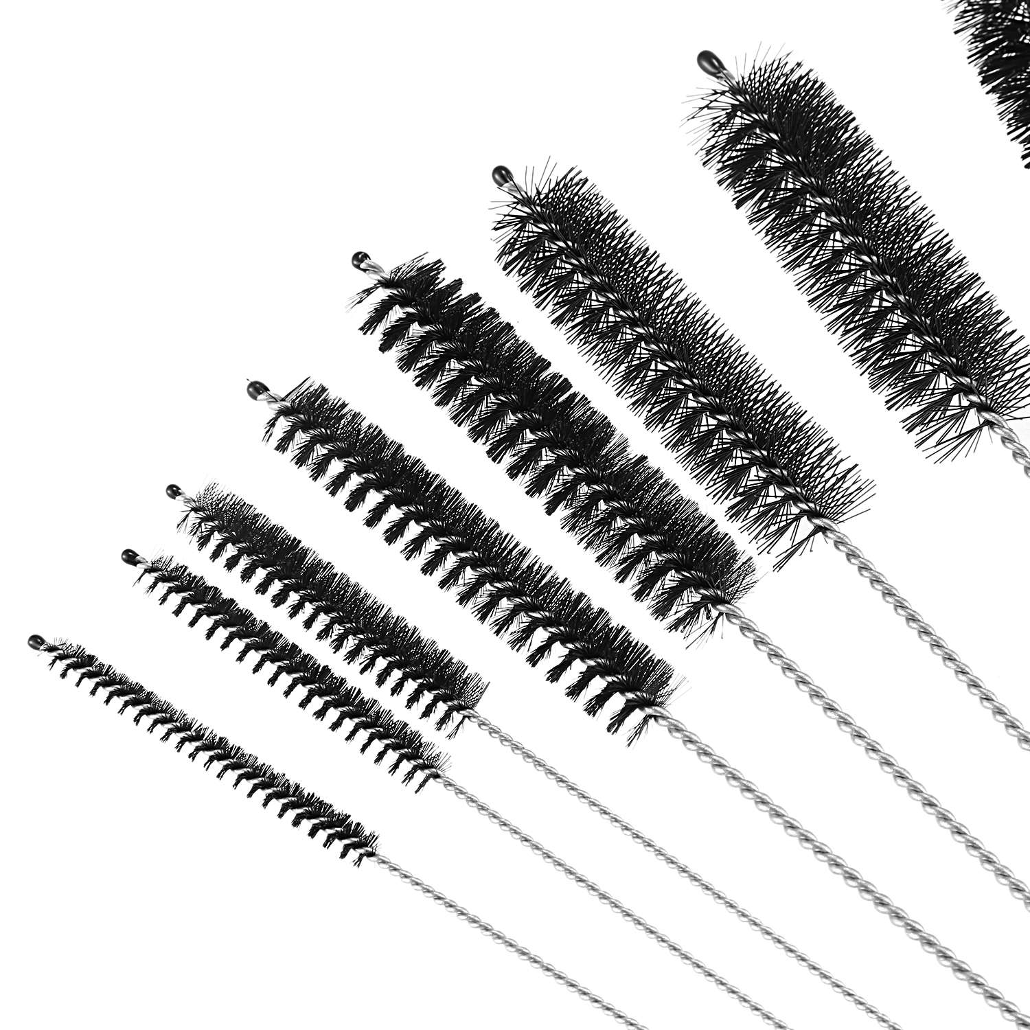 Escova de garrafa, escovas de limpeza de garrafa, escova de limpeza, limpador para copos de garrafas de pescoço estreito com gancho, conjunto de 10 peças