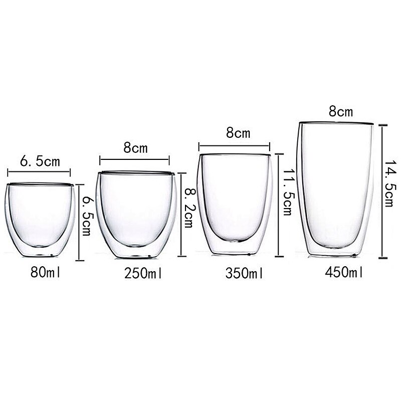 2-18 Stuks Dubbele Wand Hoge Borosilicaatglas Mok Hittebestendige Thee Melk Sap Koffie Water Cup Bar Drinkware Creativiteit Set