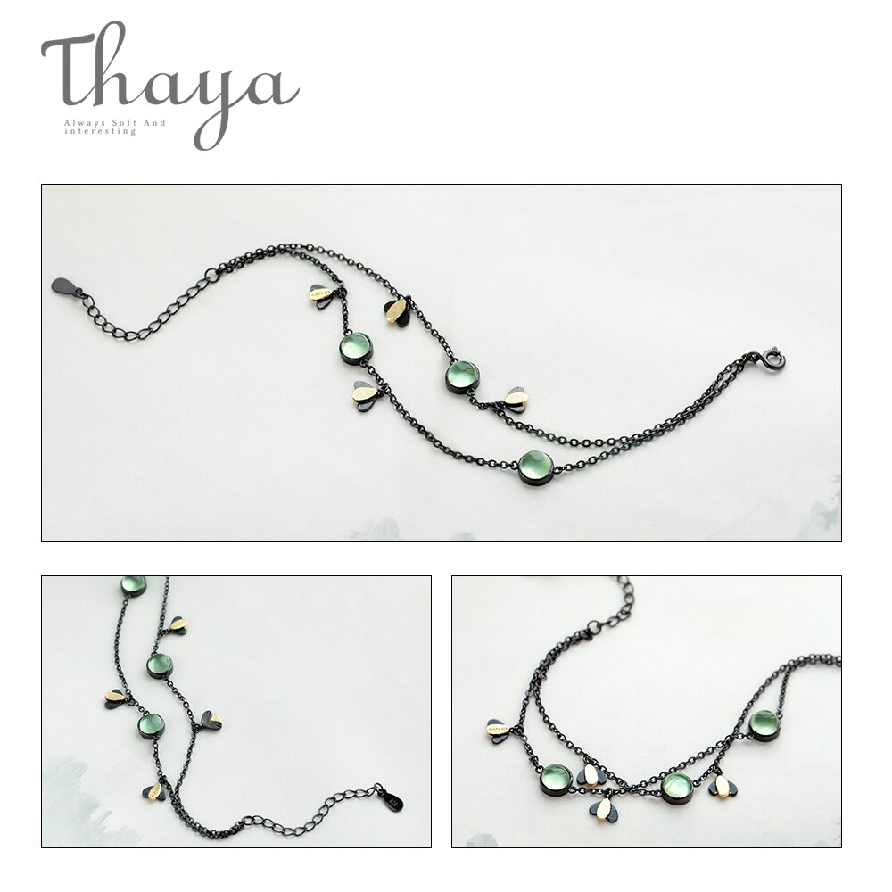 Thaya Firefly Armband s925 Silber Grün Kristall Edelstein Schwarz Kette Sommer Nacht Schmuck für Frauen Wächter Geist