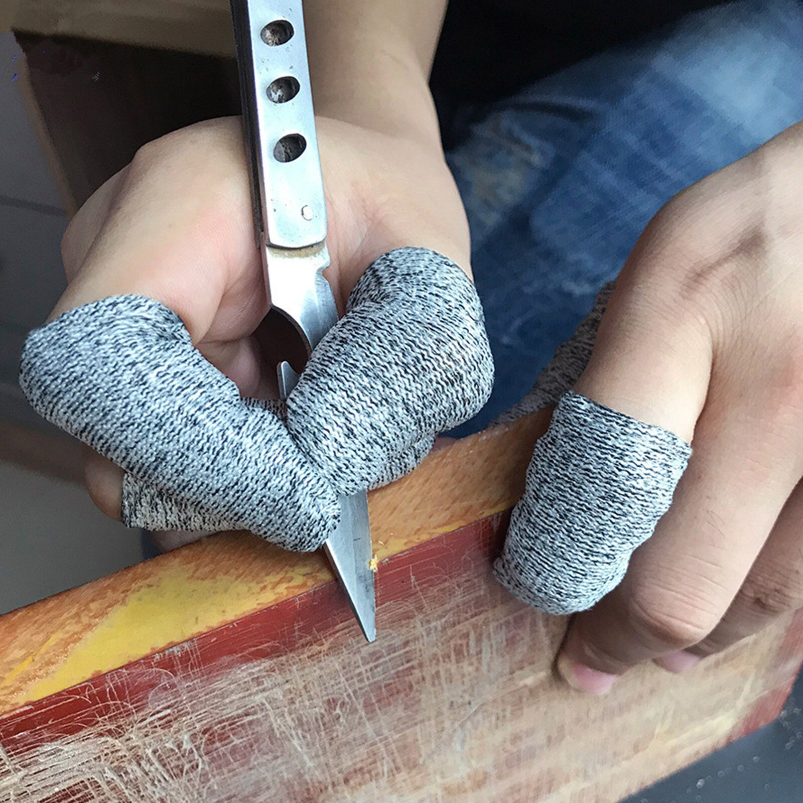 Funda de dedo resistente a cortes afilada, protección de dedo índice del pulgar, Mangas de seguridad para trabajo de corte, herramienta de tallado de pintura, 10 Uds.