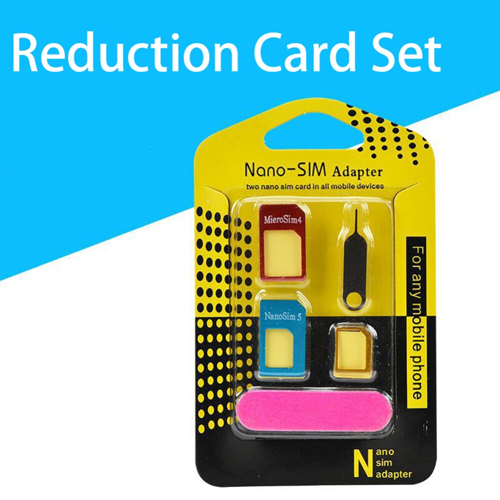 5 in 1 Nano Sim-kaart naar Micro Standaard Converters Adapter Adapter Set voor iPhone Accessoires