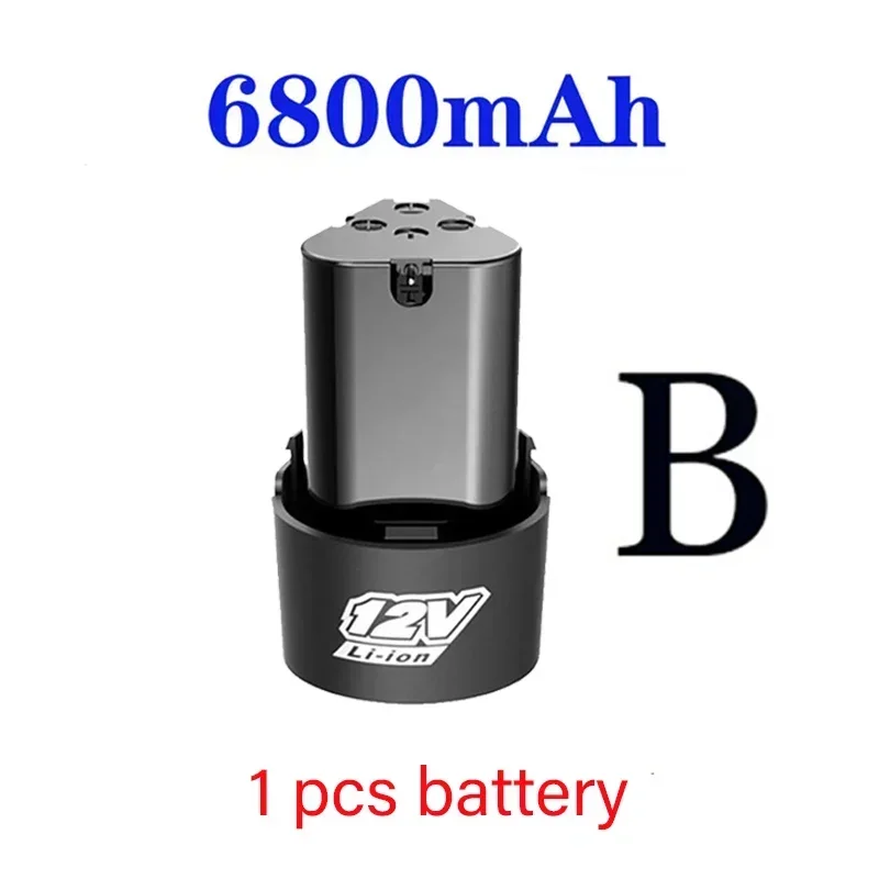 100% Original 12V 6800mAh Universal Rechargeable Battery For Power Tools Electric Screwdriver Electric drill Li-ion Battery: black