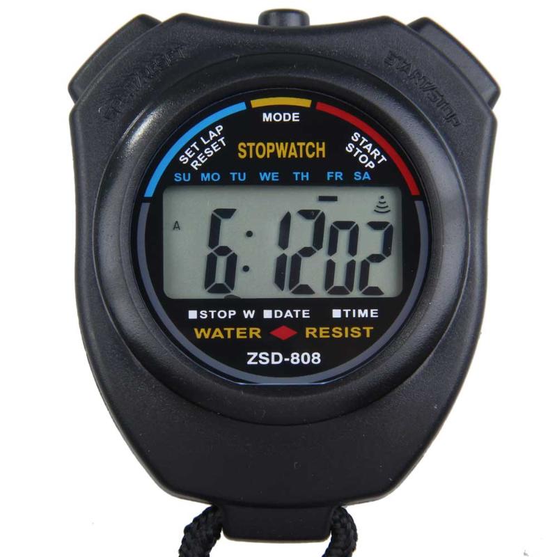 Sports Stopwatch Waterproof Digital Handheld LCD Chronograph Handheld Sports Stopwatch Timer Stop Watch With String