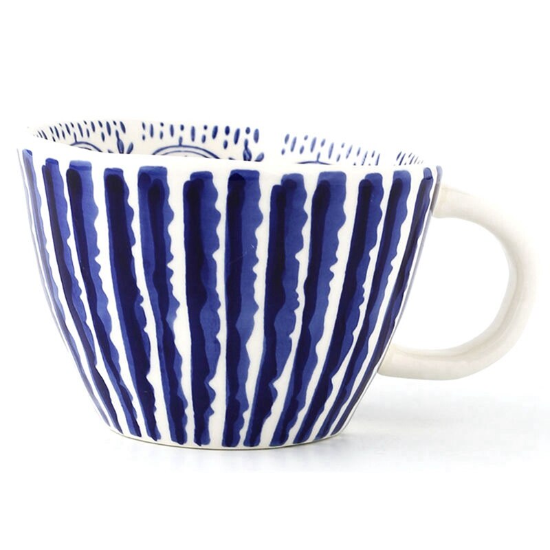 Neue Geometrische Keramik Tasse Hand Gemalt Kapazität Wasser Griff Tasse Unregelmäßigen Milch Büro Kaffee Tasse Wohnkultur: Tiefe Blau