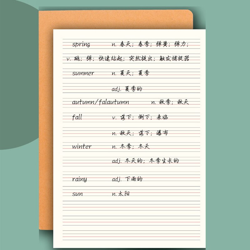 A5 English Memory Learning Notebook 150 Sheets Portable Memo Pad Notebook Memorandum Student School Office Stationery