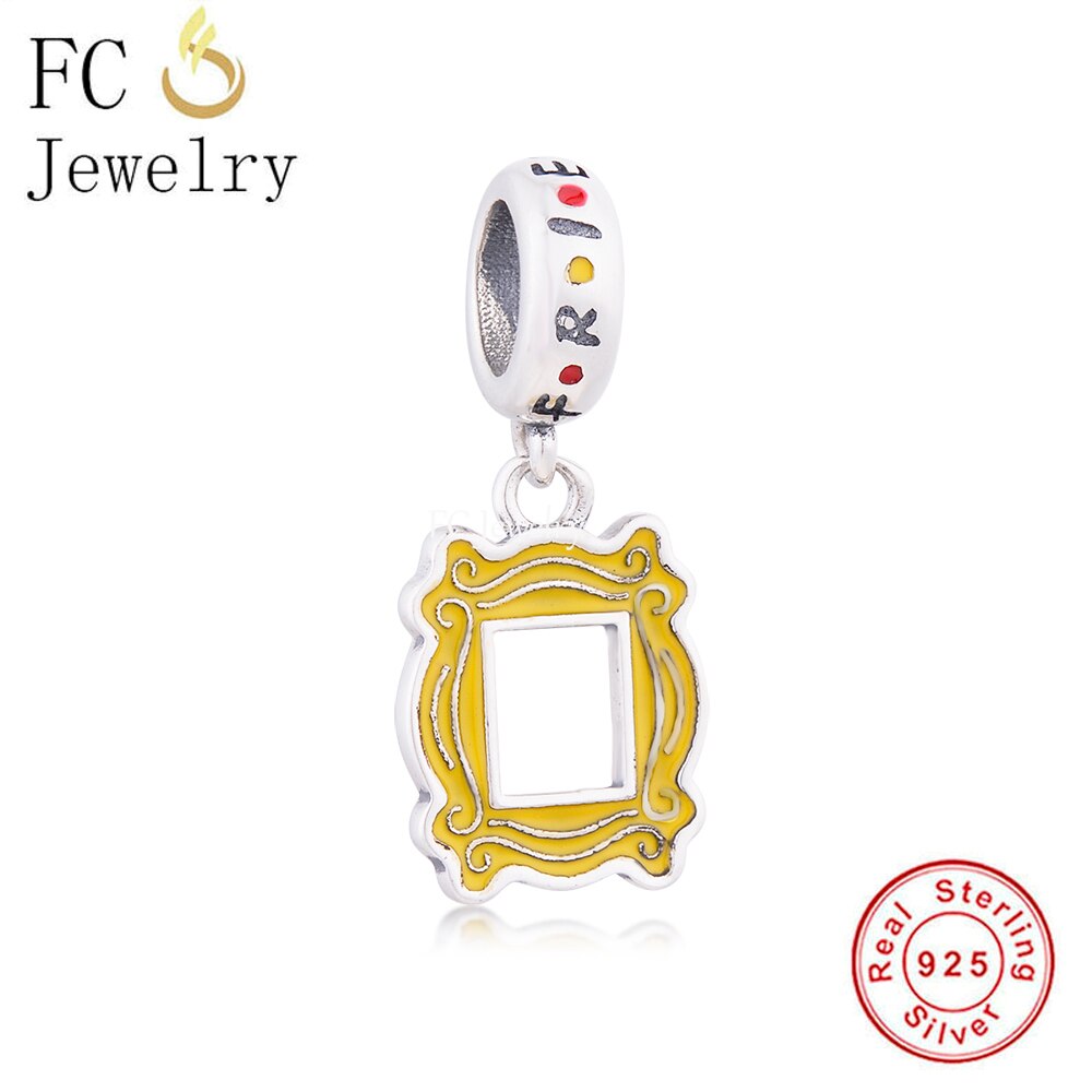 FC Jewelry Fit Original Charm Bracelet 925 Sterling Silver Friends Yellow Enamel Door Bell Bead For Making Women Berloque 2022