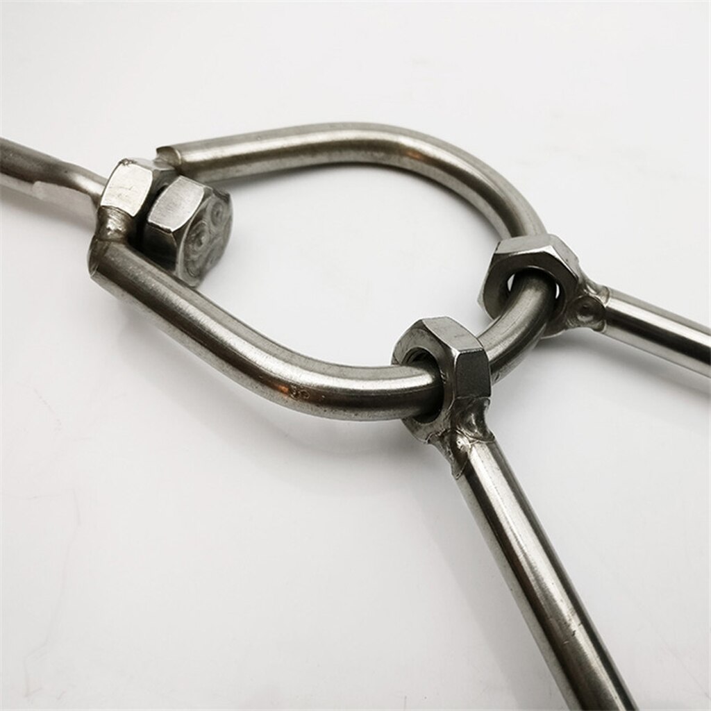 2 Pieces Stainless Steel Silver Butcher Hook Meat Ring 3 Hooks Pot Hanger Kitchen