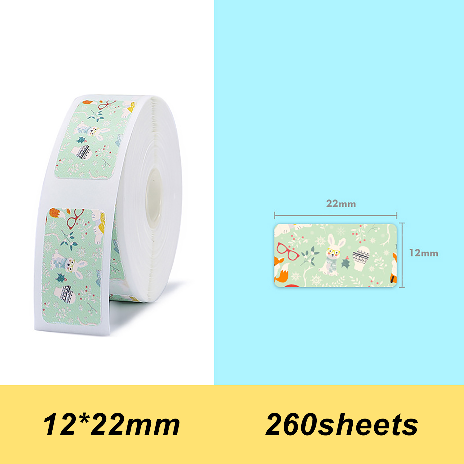Étiquettes d'impression thermique prix nom étiquettes étanche larme résistant 12*22mm 260 pièces/rouleau pour la maison organisateur supermarché