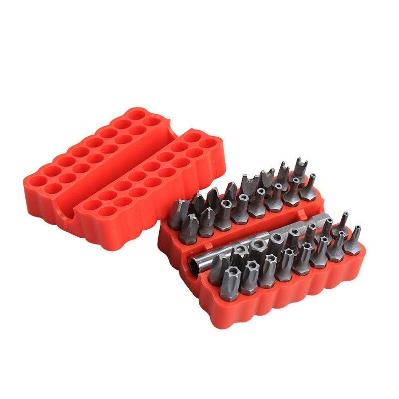 Security Tamper Proof Bit Set 33pc Torq Torx Hex Star Spanner Tri Wing Screwdriv Magnetic Holder: Red