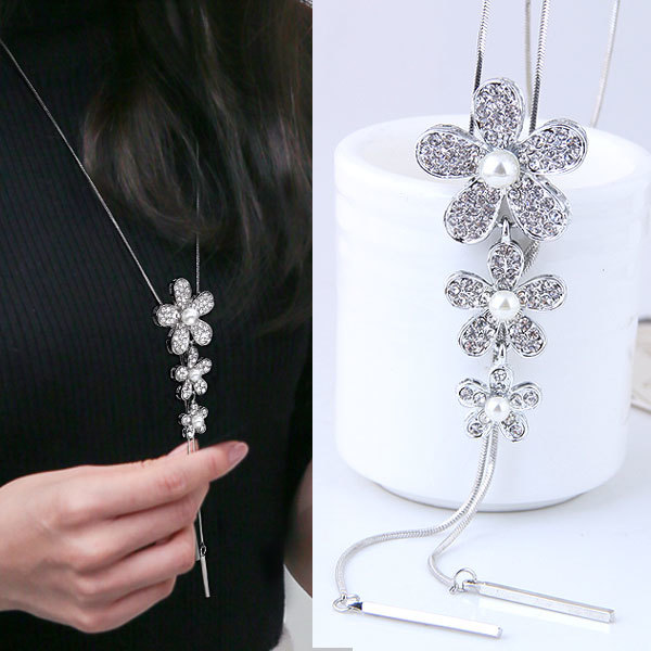 Lange halskæder og vedhæng geometrisk krystal statement halskæde til kvinder collier femme perle choker smykker: Rose guld farve