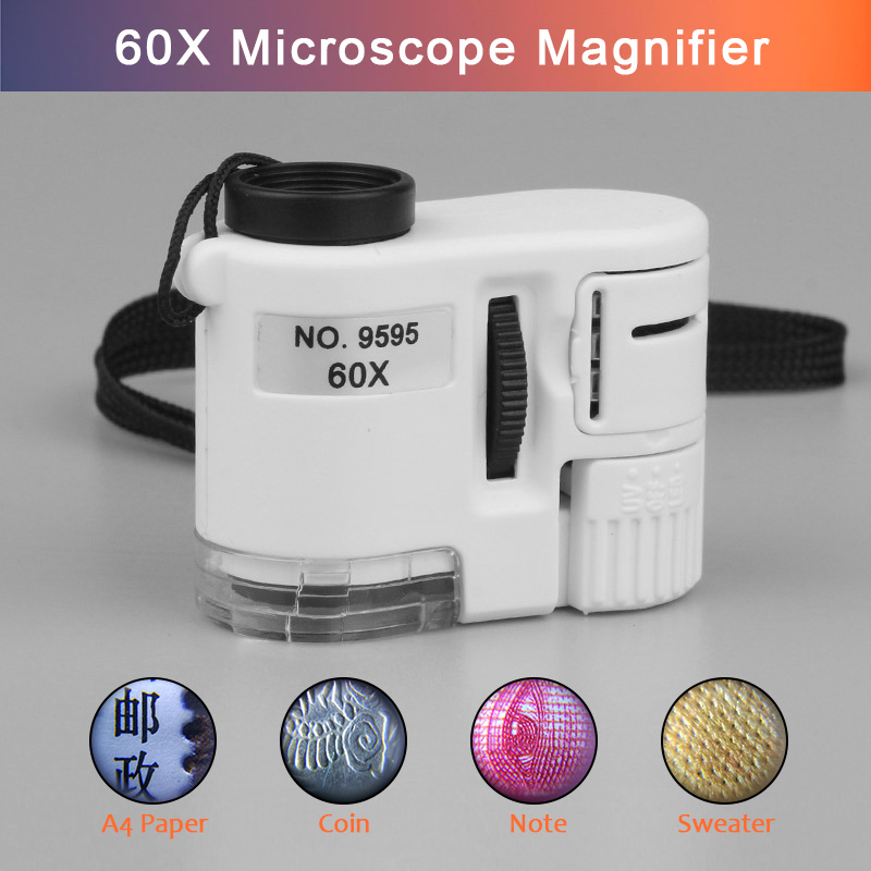 60X Magnifying Loupe With LED Light UV Light Luminated Pocket Microscope Handheld Jewelry Magnifier For Jewelry White