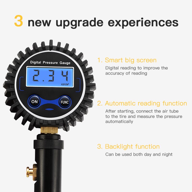 Tire digital display inflation meter High-precision tire inflation meter Tire inflation gun Pressure gauge