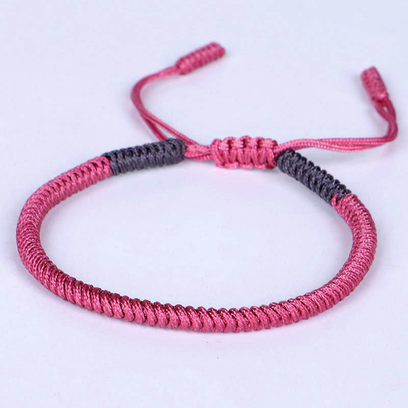 Handgefertigtes Knoten-Seil-Armbinde, tibetisch-buddhistischer Glücksbringer, tibetische Armbänder und Armreifen für Frauen und Männer,: Rose Gold Farbe