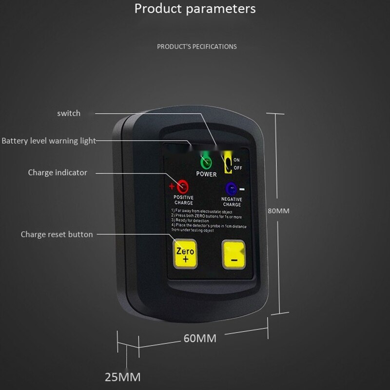 JED 100 Electrostatic Tester Non-Contact Electrostatic Qualitative Testing Gauge the Surface Electrostatic Detector