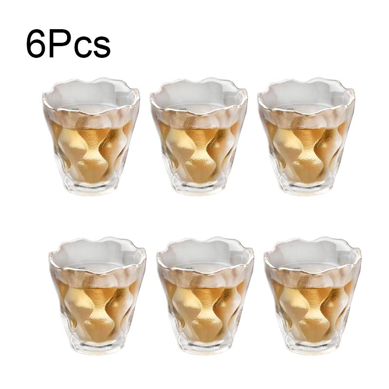 6Pcs Japanse Gehamerd Glas Kung Fu Thee Cup Transparant Kristal Sake Wijn Glas Whisky Borrelglas Thuis Bar Drinkware 50Ml: Default Title