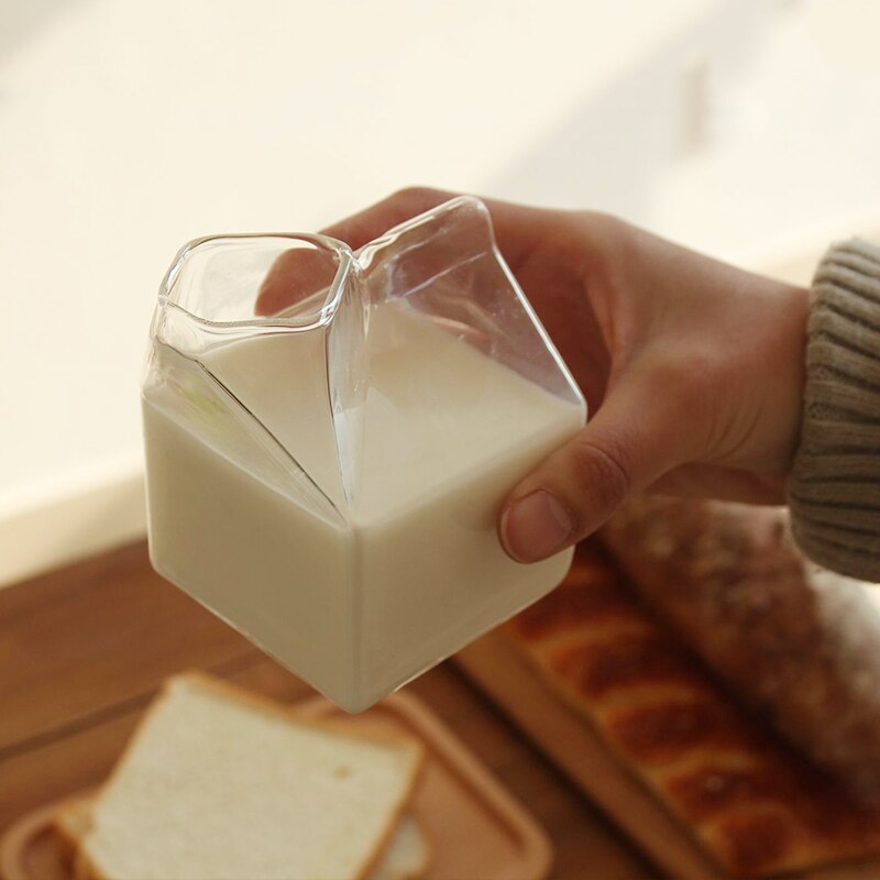 Platz Hohe Temperatur Glas Milch Kasten Kreative Glas Tasse Ernährung Frühstück Tasse Mikrowelle