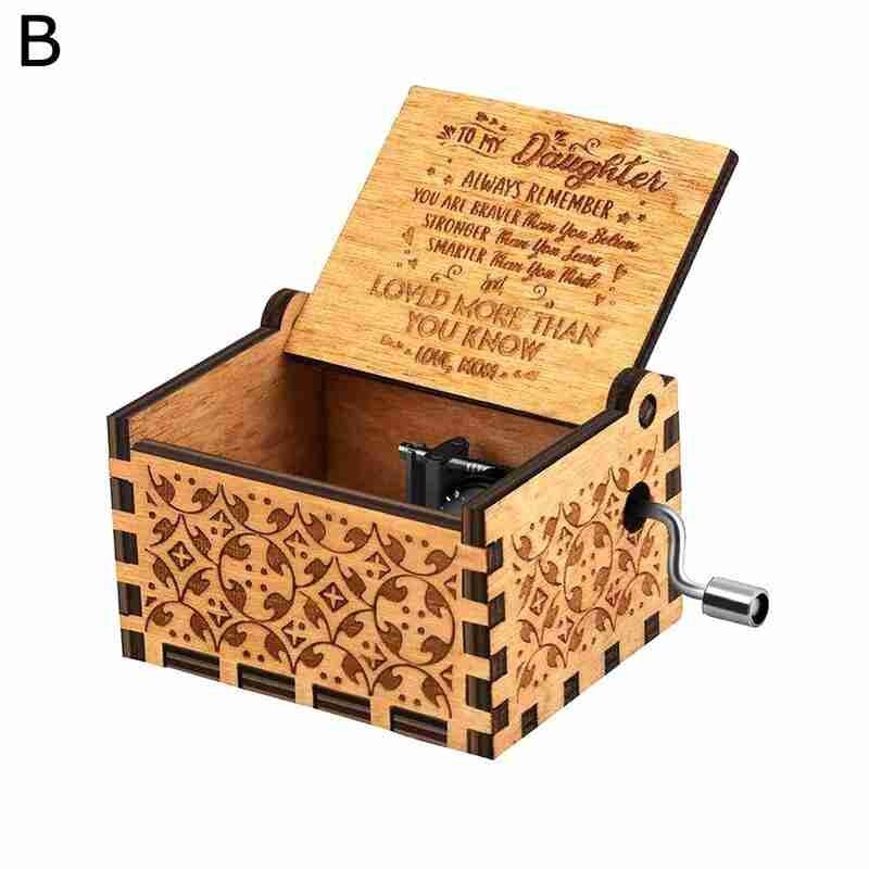 Hand-operated Wooden Music Box, Classical Carving Crafts, Home Decorations L2P3: Mom send daughter