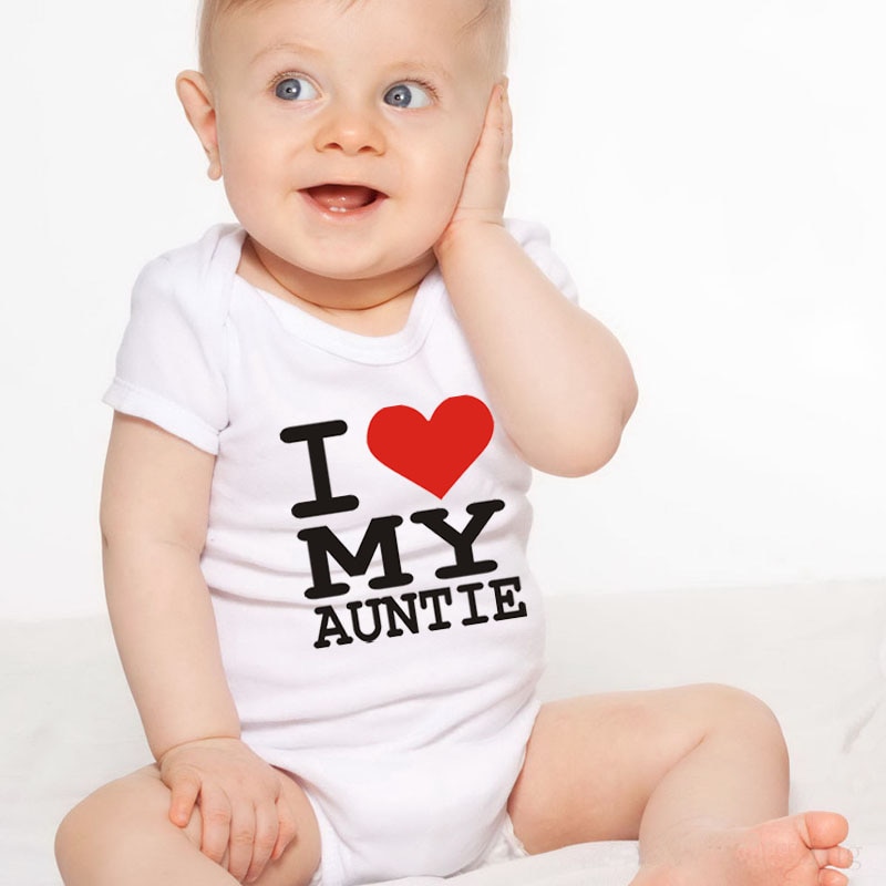 Ik Hou Mijn Tante Brief Print Zomer Baby Romper Katoen Korte Mouw Romper Voor Baby Jongen En Meisje Zomer Baby kleding 0-24M