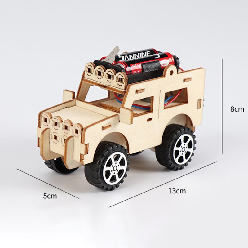 1Pcs Electric Gizmo Wooden Assembling Blocks Vehicle Toys DIY Student Science Technology Model Brain Game Toy