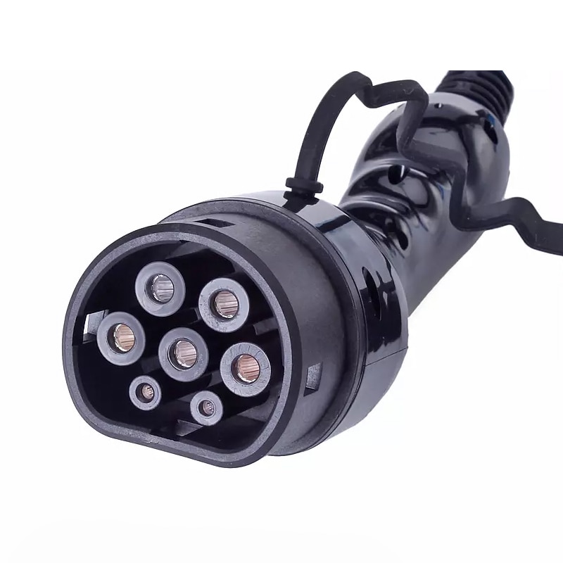 Adaptador de enchufe tipo 2 para coche eléctrico, conector IEC 62196 Mennekes 32A 16A, 3 fases, 1 fase única, hembra, estilo europeo