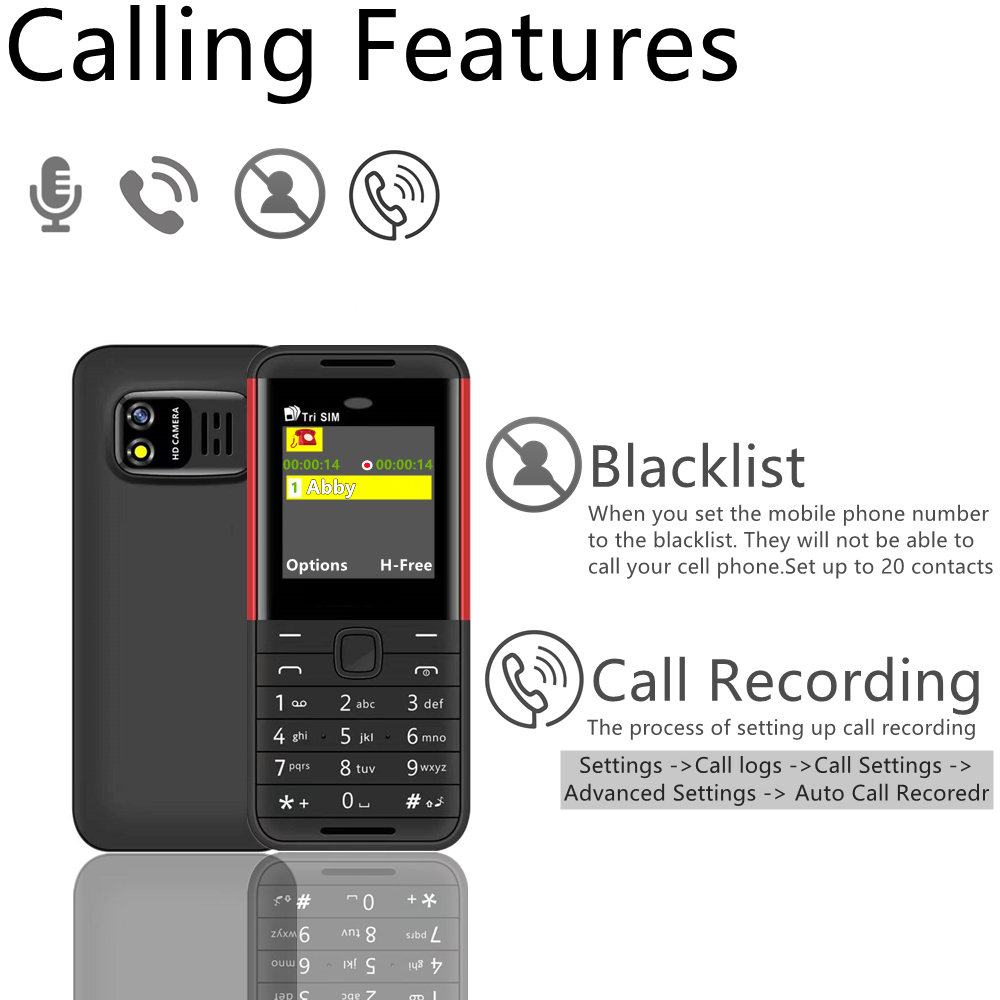 Servo  bm5310 3 sim-kort 3 standby mini-mobiltelefon automatisk opkaldsoptager bluetooth-opkald hurtigopkald magisk stemme 1.3 " mobiltelefon