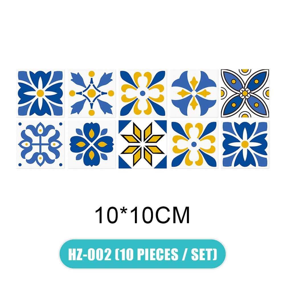 10 stk/sæt 3d moderne enkelhed vandtætte fliser mosaik wallsticker køkken badeværelse klæbende indretning til flisevæg gulvskab: 10 x 10cm hz -002