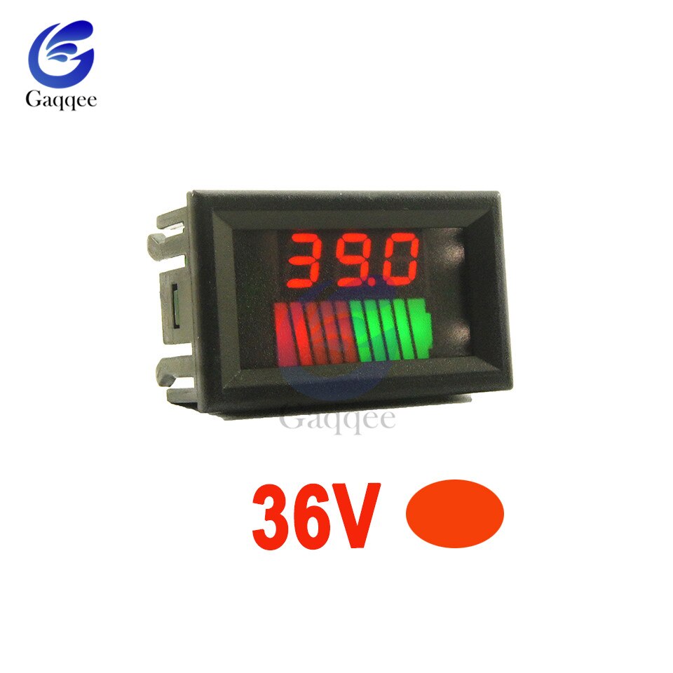12V/36V /48V 10 Segment LED Dual LED Display Battery Level Tester Lithium Battery Capacity Meter Charge Indicator Battery Tester: 36V Red