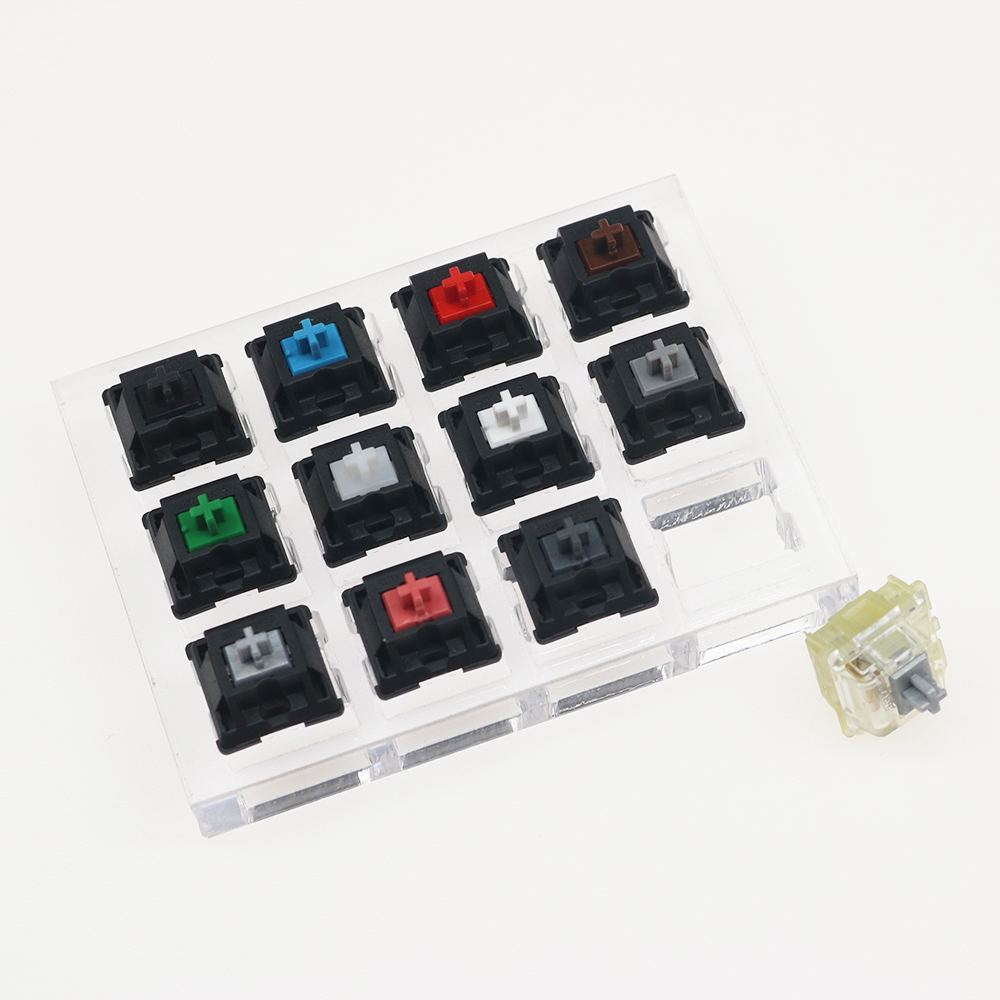JKDK 12 Cherry MX Switches Keyboard Tester Kit Clear Keycaps Sampler PCB Mechanical Keyboard Translucent Keycaps Testing Tool