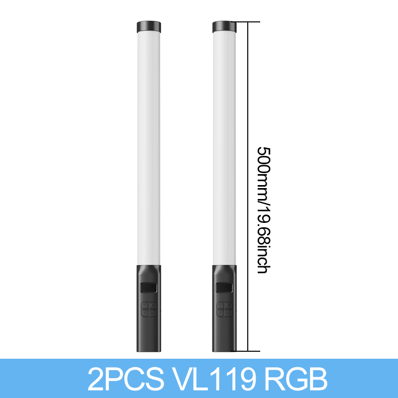 Ulanzi-varita de Luz Portátil VL119 RGB, 2500-9000K de diámetro, ligera, 50cm, luz de palo RGB recargable, iluminación de fotografía Vlog: Negro