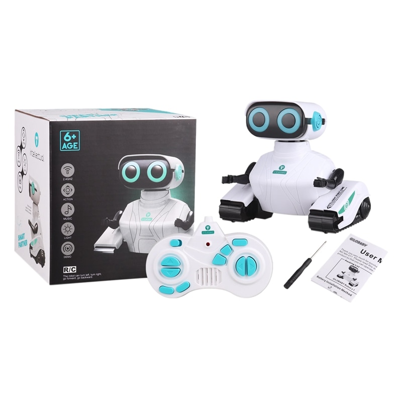 Rc robot bil 2.4 ghz fjernbetjening robot legetøj til børn med glans øjne dansetræk til børn drenge piger i alderen 6+: Default Title