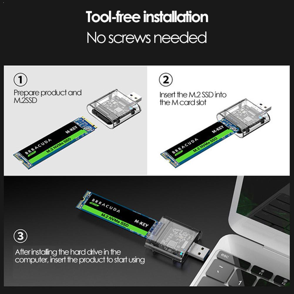 M2 SSD Box NVME/SATA Box M.2 To Type-C SSD Adapter Transparent SATA Key For NVME Disk Hard PCIE Box NGFF M/B Box SSD Disk W5C6