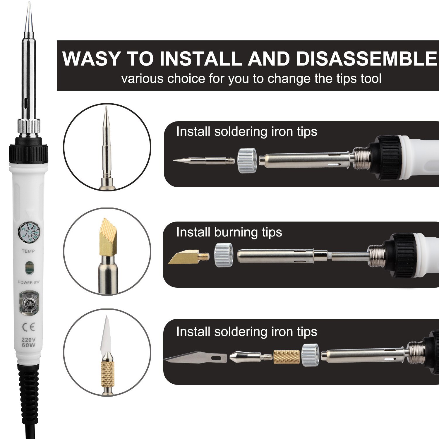 84pcs Adjustable Wood Burning Soldering Iron Pen Tool Kit for Adult Starter Beginner Craft ,Wood Burner Craft Tool for Embossing