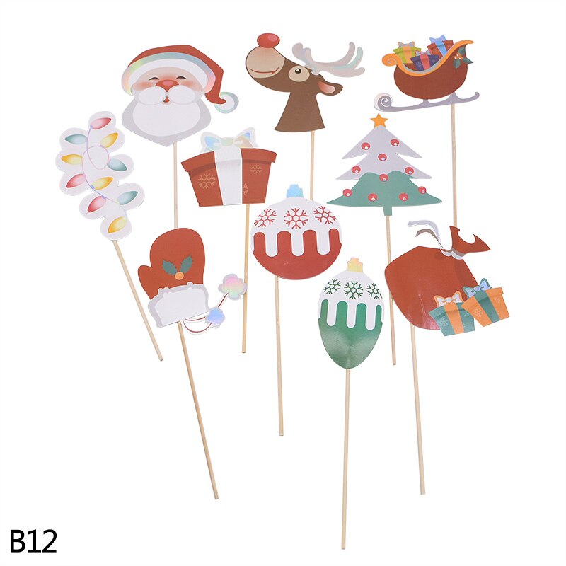 Accessoire de stand Photo joyeux noël, père noël bonhomme de neige, décoration de noël, accessoire à photos pour enfants, masque drôle, fournitures pour fête de nouvel an: b12