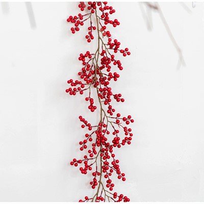 Rød bær krans jul kunstig frukt stiklinger tre dekorasjoner dør hengende ornamenter hjem bryllup dekor: 1pc kranser