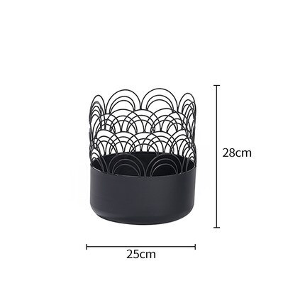 Iron Golden Flower Pot Multi-Living Room Balcony Pot Epipremnum Aureum Small Number Personality Flower Pot of Bowl Lotu: Black Medium