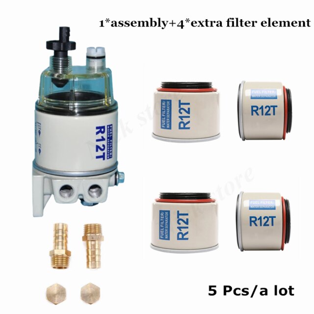 5 Pcs R12T Fuel/ Water Separator Filter diesel eng... – Grandado