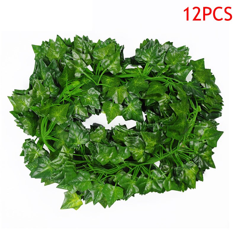 Enredadera colgante Artificial de , hojas de plantas, plástico Natural, decoración de boda, pared de jardín, 12 Uds., 2M: Virginia Creeper