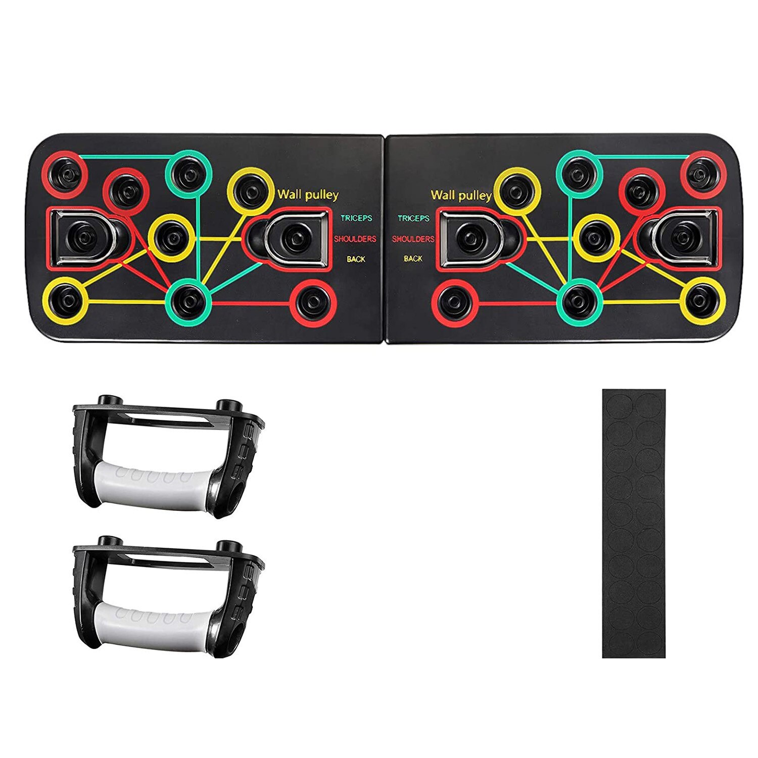 9 In 1 Push Up Rack Board With Latex Resistance Bands Body Building Board System Fitness Comprehensive Indoor Training Gym: Silver