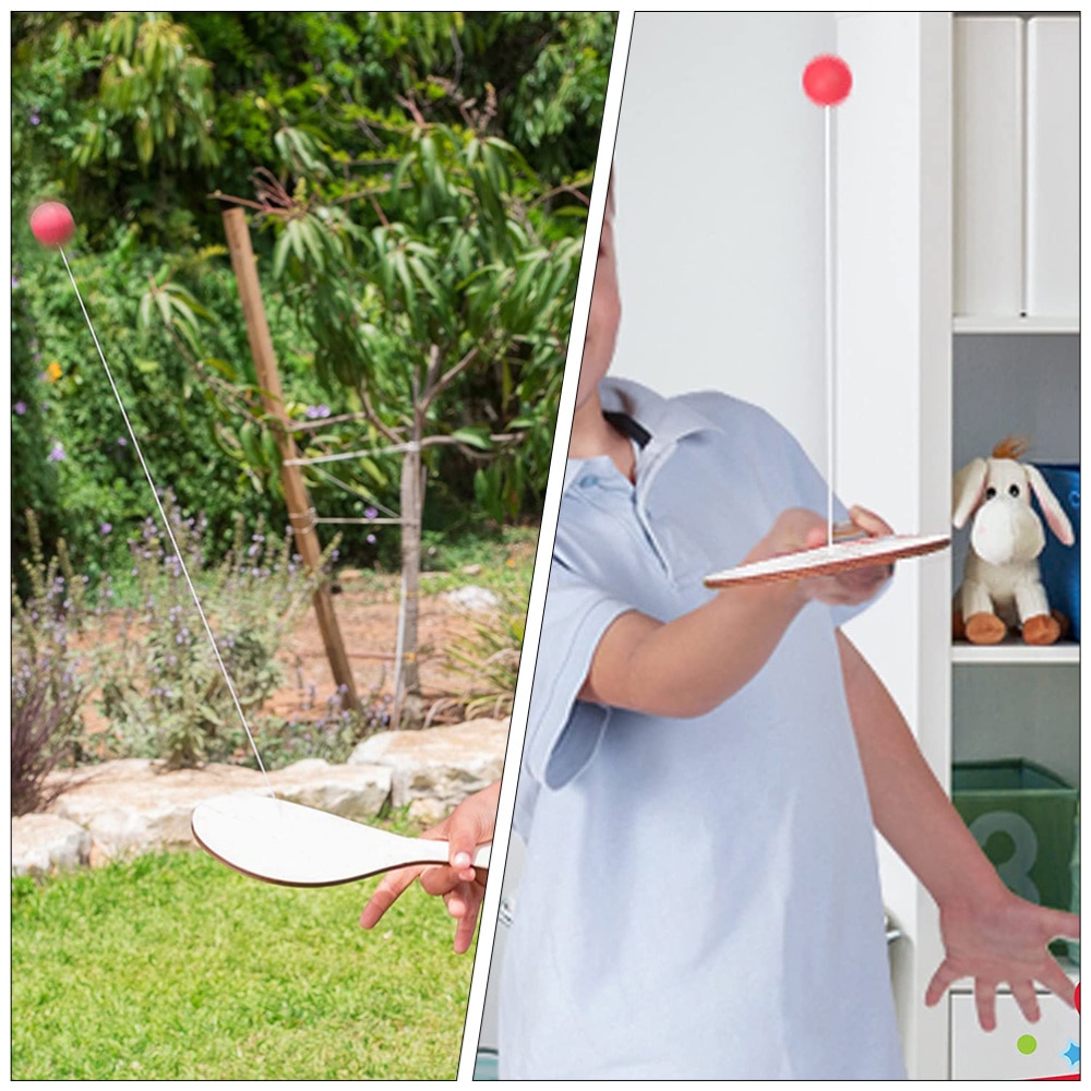 6pcs Hand-painted Wooden Paddle Kid Game Props DIY Graffiti Paddle