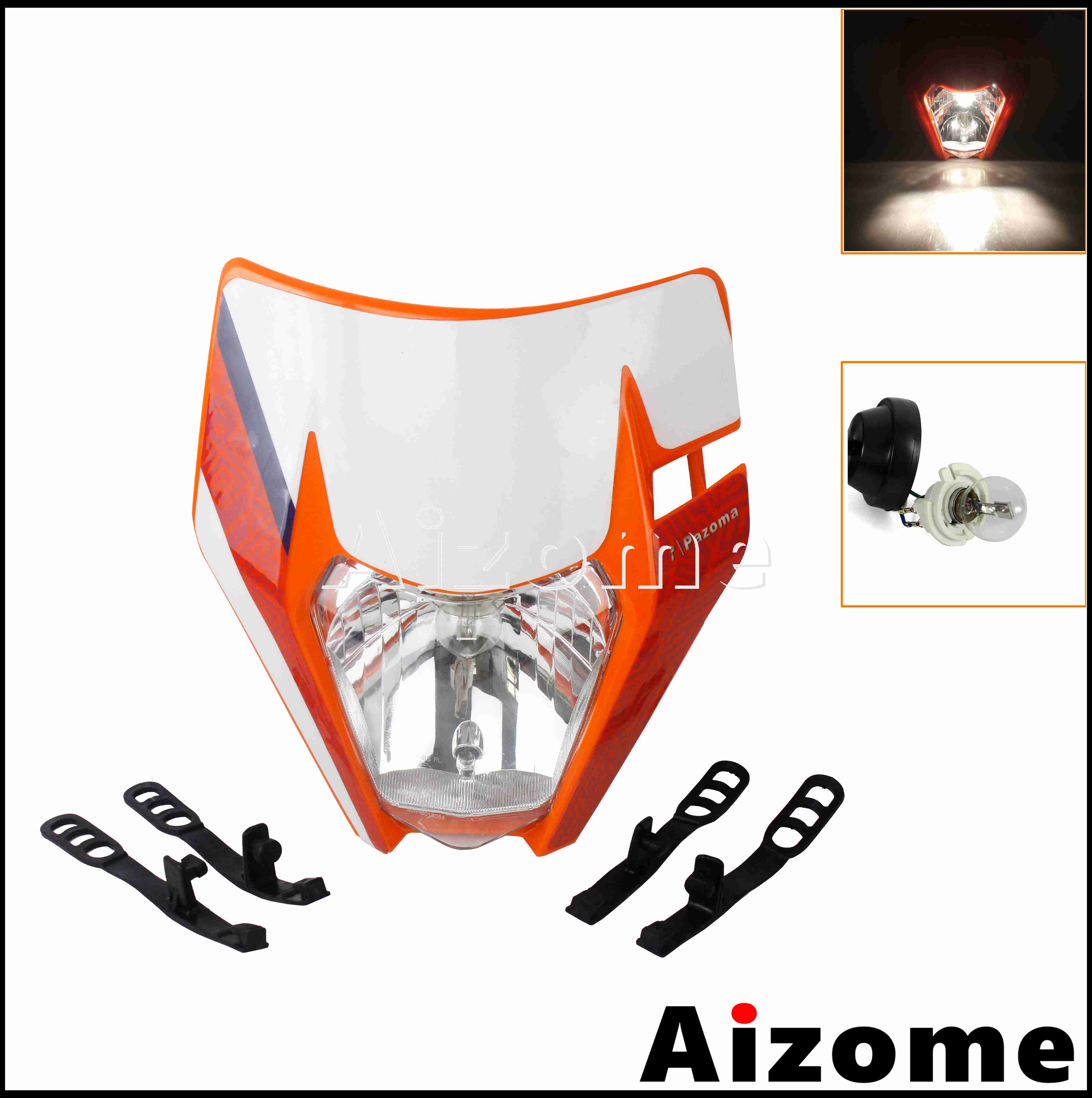 Feu avant Orange à LED E8, éclairage d'endurance pour Honda, Suzuki, Yamaha EXC, SX, XCW, CRF, XR, WR, Six jours: orange 324 bulb