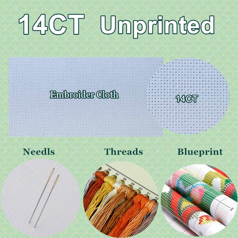 Geteld Borduurpakketten Handwerken Borduren-Ambachten 14 ct Aida DMC Kleur DIY Arts Handgemaakte Interieur-Jagers in Rust