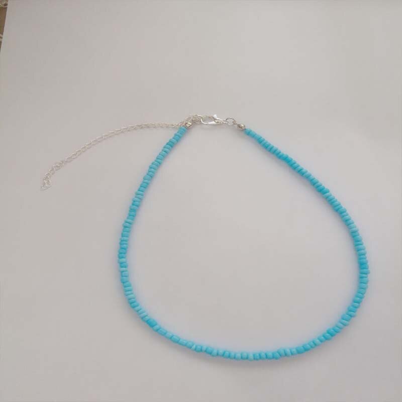 Bohemian Korte Ketting Handgemaakte Mode Wilde Kleur Rijst Kralen Nationale Wind Dame Ketting: blue