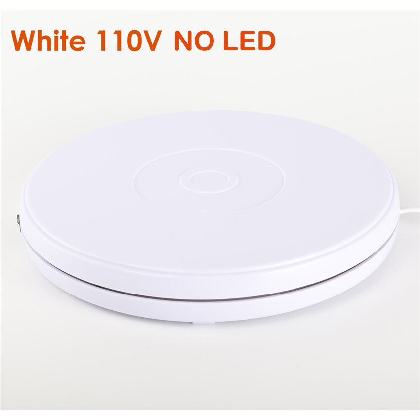 Photo 360 Degree Electric Rotating Turntable 10" 25cm Led Light Black White for Photography Studio, Max Load 10kg, 220V / 110V: White 110V NO LED