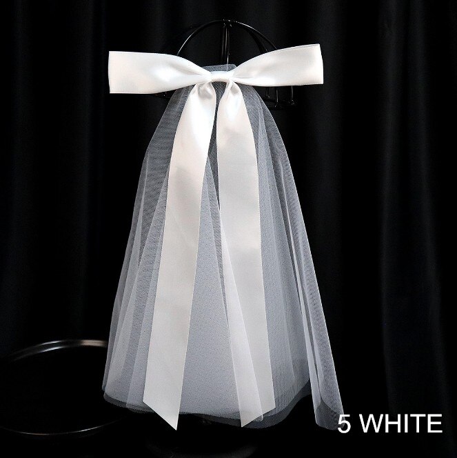 White Face Veils Bridal Big Bowknot Headband Net Birdcage Veil Charming Wedding Party Hair Accessories Fascinator: 5 white 40cm