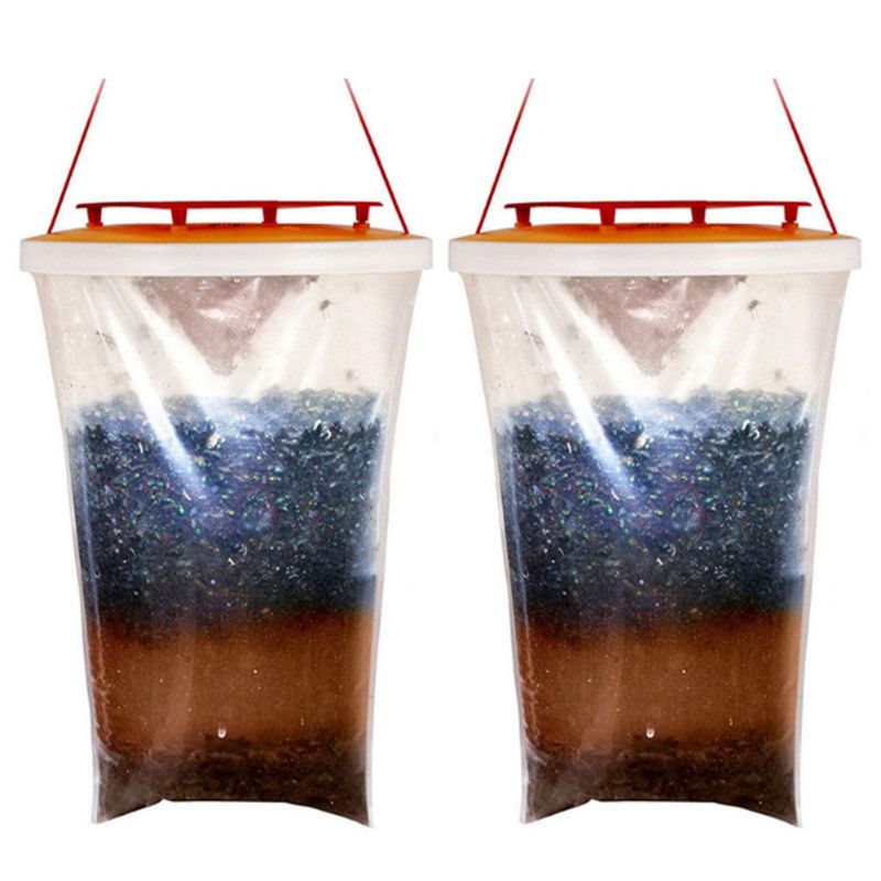 LIXF 2 pièces mouche sac piège rouge haut receveur tue 20,000 mouches insectes antiparasitaire tueur
